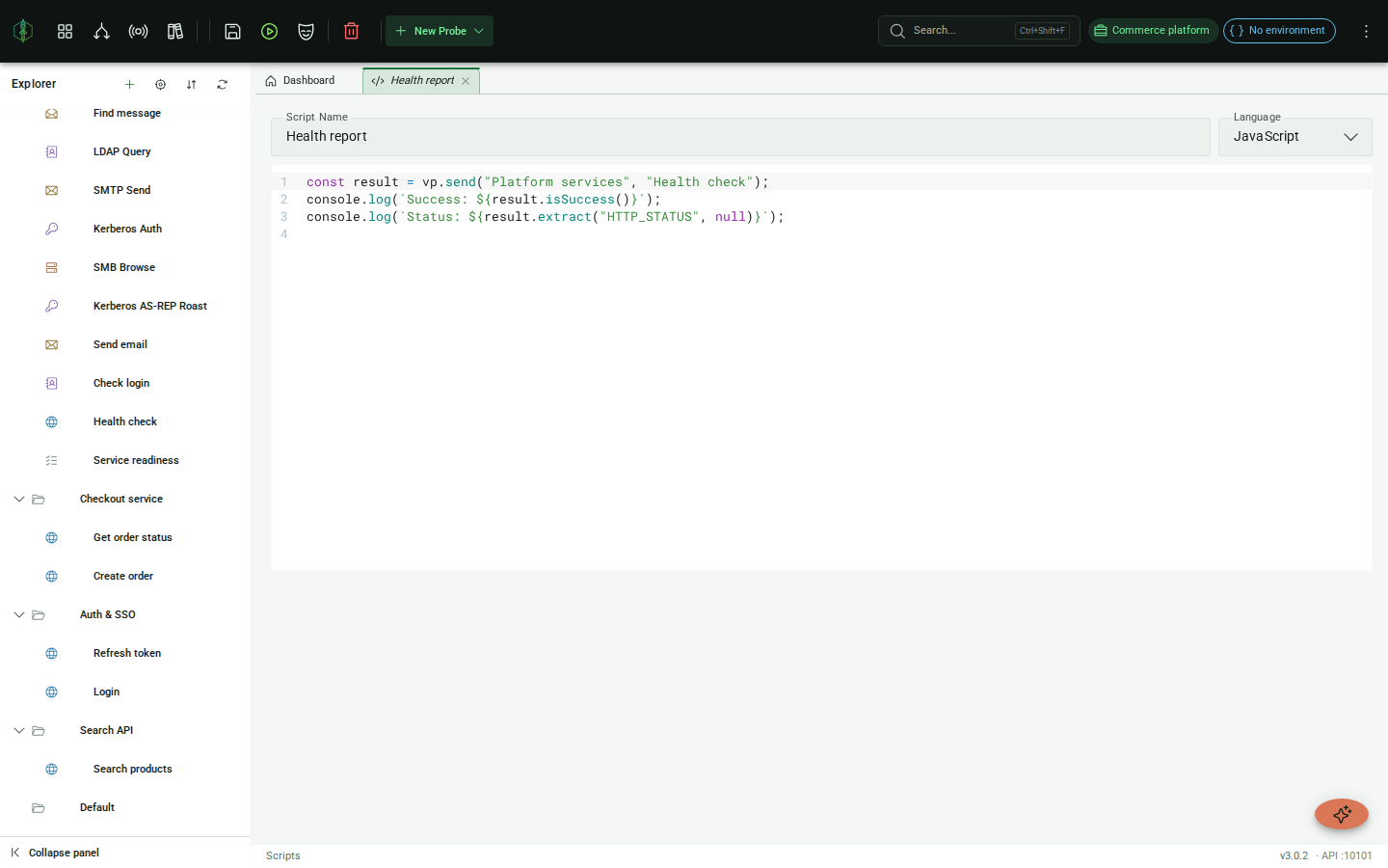 CodeMirror script editor in the Scripts view